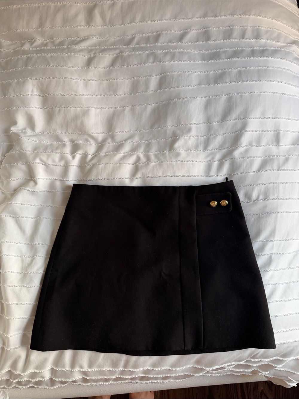 Zara Black Mini Skirt with Gold Button Accent